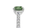 White gold Fancy Green Cushion  Diamond Solitaire with Pave Band and Six-Prong Setting_25