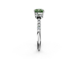 White gold Fancy Green Cushion  Diamond Three-Stone Pave Band with Four-Prong Setting_22