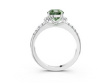 White gold Fancy Green Cushion  Diamond Three-Stone Pave Band with Four-Prong Setting_23