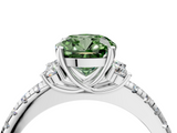 White gold Fancy Green Cushion  Diamond Three-Stone Pave Band with Four-Prong Setting_24