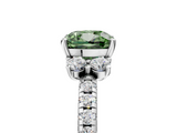 White gold Fancy Green Cushion  Diamond Three-Stone Pave Band with Four-Prong Setting_25