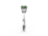 White gold Fancy Green Cushion  Diamond Three-Stone Ring with Trapezoid Side Stones and Prong Setting_36