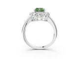 White gold Fancy Green Cushion  Halo Cluster Diamond Engagement Ring with Prong Setting and Polished Band_54