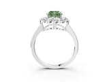 White gold Fancy Green Cushion  Halo Cluster Diamond Engagement Ring with Solitaire Band and Prong Setting_52