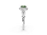 White gold Fancy Green Cushion  Halo Diamond Engagement Ring with Filigree Band and Four-Prong Setting_107