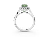 White gold Fancy Green Cushion  Halo Diamond Engagement Ring with Filigree Band and Four-Prong Setting_108