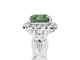 White gold Fancy Green Cushion  Halo Diamond Engagement Ring with Filigree Band and Four-Prong Setting_110