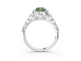 White gold Fancy Green Cushion  Halo Diamond Engagement Ring with Intricate Filigree Band and Four-Prong Setting_40