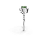 White gold Fancy Green Cushion  Halo Diamond Engagement Ring with Pavé Band and Four-Prong Setting_47