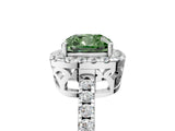 White gold Fancy Green Cushion  Halo Diamond Engagement Ring with Pavé Band and Four-Prong Setting_50