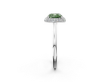 White gold Fancy Green Cushion  Halo Diamond Engagement Ring with Solitaire Band and Four-Prong Setting_22