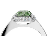 White gold Fancy Green Cushion  Halo Diamond Engagement Ring with Solitaire Band and Four-Prong Setting_24
