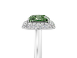 White gold Fancy Green Cushion  Halo Diamond Engagement Ring with Solitaire Band and Four-Prong Setting_25
