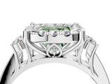 White gold Fancy Green Cushion  Halo Diamond Engagement Ring with Split Shank and Four-Prong Setting_74