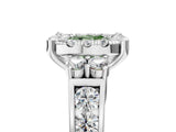 White gold Fancy Green Cushion  Halo Diamond Engagement Ring with Split Shank and Four-Prong Setting_77
