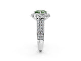 White gold Fancy Green Cushion  Halo Diamond Engagement Ring with Split Shank and Prong Setting_65