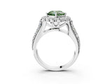 White gold Fancy Green Cushion  Halo Diamond Engagement Ring with Split Shank and Prong Setting_67