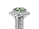 White gold Fancy Green Cushion  Halo Diamond Engagement Ring with Split Shank and Prong Setting_68