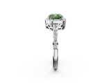 White gold Fancy Green Cushion  Halo Diamond Pavé Band Ring with Prong Setting_22