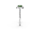 White gold Fancy Green Cushion  Halo Diamond Pavé Solitaire Ring_47