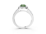 White gold Fancy Green Cushion  Halo Diamond Pavé Solitaire Ring_48