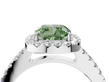 White gold Fancy Green Cushion  Halo Diamond Pavé Solitaire Ring_49