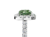 White gold Fancy Green Cushion  Halo Diamond Pavé Solitaire Ring_50