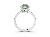 White gold Fancy Green Cushion  Halo Diamond Pave Band Ring with Four-Prong Setting_18