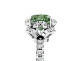 White gold Fancy Green Cushion  Halo Diamond Pave Band Ring with Four-Prong Setting_20