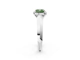 White gold Fancy Green Cushion  Halo Diamond Ring with Cathedral Band and Four-Prong Setting_51