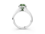 White gold Fancy Green Cushion  Halo Diamond Ring with Cathedral Band and Four-Prong Setting_52