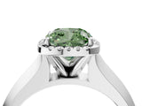 White gold Fancy Green Cushion  Halo Diamond Ring with Cathedral Band and Four-Prong Setting_53