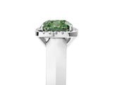 White gold Fancy Green Cushion  Halo Diamond Ring with Cathedral Band and Four-Prong Setting_54
