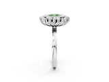 White gold Fancy Green Cushion  Halo Diamond Ring with Milgrain Edge and Round Prong Setting_39