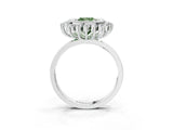 White gold Fancy Green Cushion  Halo Diamond Ring with Milgrain Edge and Round Prong Setting_42