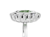 White gold Fancy Green Cushion  Halo Diamond Ring with Milgrain Edge and Round Prong Setting_43
