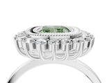 White gold Fancy Green Cushion  Halo Diamond Ring with Milgrain Edge and Round Prong Setting_43