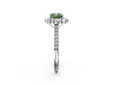 White gold Fancy Green Cushion  Halo Diamond Ring with Pavé Band and Prong Setting_39