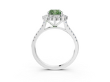 White gold Fancy Green Cushion  Halo Diamond Ring with Pavé Band and Prong Setting_40