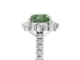 White gold Fancy Green Cushion  Halo Diamond Ring with Pavé Band and Prong Setting_42