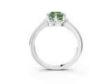 White gold Fancy Green Cushion  Halo Diamond Ring with Round Cluster Setting, Solitaire Band, and Four-Prong Setting_49