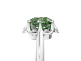 White gold Fancy Green Cushion  Halo Diamond Ring with Round Cluster Setting, Solitaire Band, and Four-Prong Setting_51