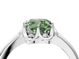 White gold Fancy Green Cushion  Halo Diamond Ring with Round Cluster Setting, Solitaire Band, and Four-Prong Setting_53