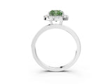White gold Fancy Green Cushion  Halo Diamond Solitaire with Pavé Band and Four-Prong Setting_130