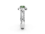 White gold Fancy Green Cushion  Halo Diamond Split Shank Engagement Ring with Prong Setting_41