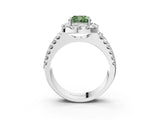 White gold Fancy Green Cushion  Halo Diamond Split Shank Engagement Ring with Prong Setting_42