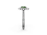 White gold Fancy Green Cushion  Halo Milgrain Pave Diamond Ring with Four-Prong Setting 3