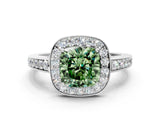 White gold Fancy Green Cushion  Halo Pavé Diamond Engagement Ring with Bezel Setting_49