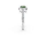 White gold Fancy Green Cushion  Halo Pavé Diamond Engagement Ring with Bezel Setting_51