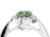 White gold Fancy Green Cushion  Halo Pavé Diamond Engagement Ring with Bezel Setting_53